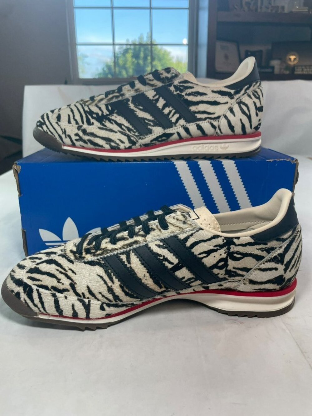 Adidas SL 72 OG W Zebra Print Sneakers Black/White Women's Size 8 NIB - Picture 2 of 10